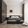 Modern Bedroom Interior Design With Large Bed Decorative Painting And Wardrobe