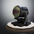 Black Optical Device With Round Reflective Lens On Circular Base Stand 3d model