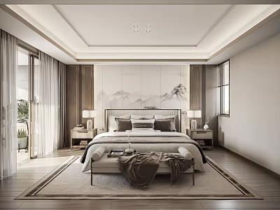New Chinese Style Bedroom Master Bedroom 3d model