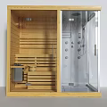 Modern Shower Sauna Interior With Wooden Structure Glass Door And Sauna Seats