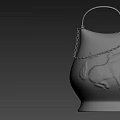 Ceramic Vessel Featuring Horse Relief Golden Handle Chain And Bell Design