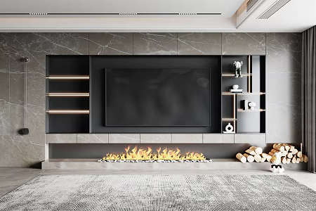 Modern TV background wall 3d model