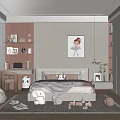 Cozy Kids Room Interior Design With Bed Desk Shelves Stuffed Toys And Decorative Rug