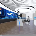 Modern Control Room With Large Screens Displaying Data Charts Control Desk Office Chairs And Lighting