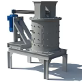 Industrial Grinding Equipment With Blue Motor And Cylindrical Body Mounted On Steel Stand