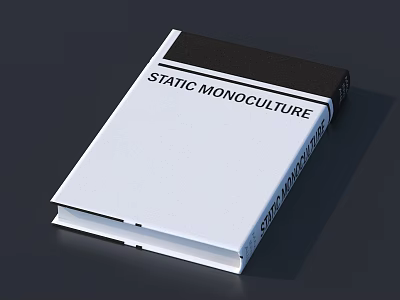 Minimalist Notebook With White And Black Cover Featuring Static Monoculture Text 3d model