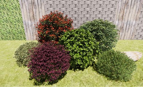 Modern Shrub Ball Phnom Penh Populus Safflower Jimu Haitong Photinia nilote Tongue Populus Landscape Scenery 3d model