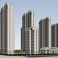 High Rise Residential Complex Aerial View With Green Areas And Landscaped Gardens