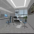 Modern Dental Clinic Interior With Treatment Chair Monitor Window Office Desk And Plant