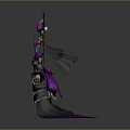 Elegant Fantasy Character With Black Purple Wings Adorned Pink Flowers And Golden Horns