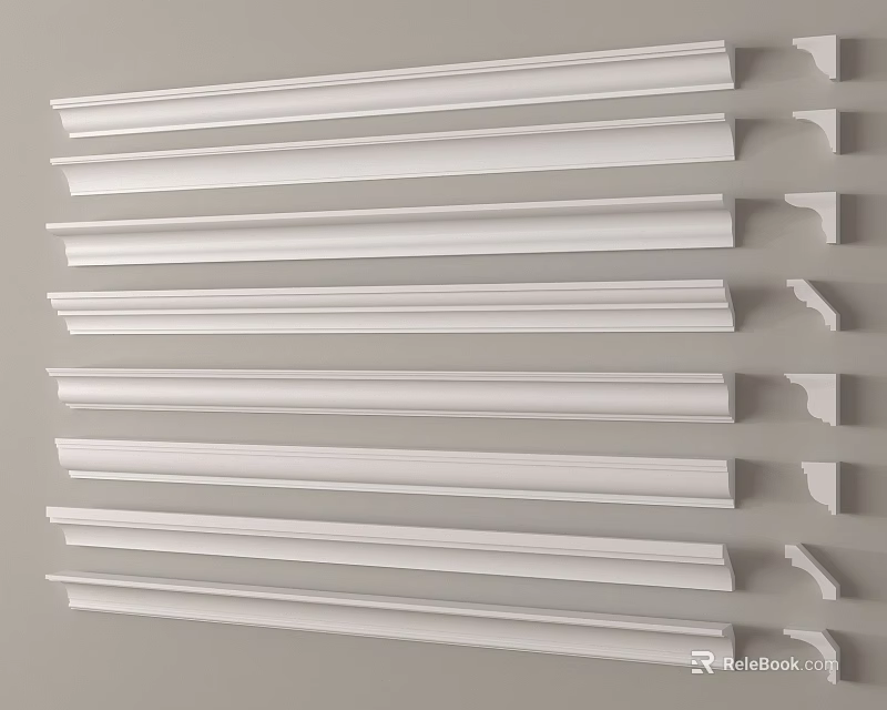 Various White Gypsum Molding Designs For Interior Wall And Ceiling Decoration 3d model 