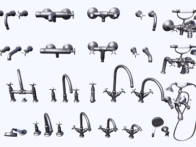 Various Styles of Kitchen and Bathroom Faucets in Different Designs 3d model
