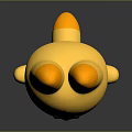Cute Yellow 3D Game And Movie Character With Orange Ears And Blush