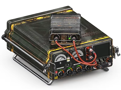 Rugged Portable Digital Power Device with Metallic Casing Gauge Meters and Control Knobs 3d model