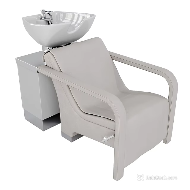 Elegant Modern Light Gray Leather Massage Chair With Comfortable Armrest And Sturdy Base 3d model 