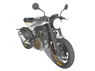 Modern Sport Motorcycle With Black White Color Round Headlight And Stylish Design 3d model