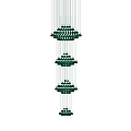 Modern Multi Tier Chandelier With Green Decorations And White Hanging Strings 3d model