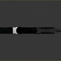 Futuristic Weapon Design With Teal Purple Black Sleek Structure And Reflective Surface