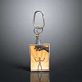 Stylish Fashionable Keychain With Metal Ring And Square Decorative Pendant Charm