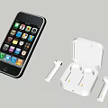 White Wireless Earbuds With Charging Case And Connected Smartphone