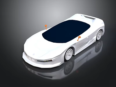 Modern White Sports Car With Black Roof Orange Mirrors And Sleek Design 3d model