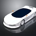 Modern White Sports Car With Black Roof Orange Mirrors And Sleek Design