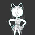 Robot Character With Cat Ears Blonde Hair Sunglasses And White Dress Mechanical Arms
