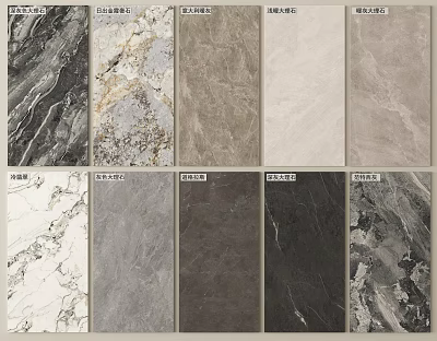 Various Marble Wood Grain And Stone Pattern Floor Tiles In Different Colors 3d model