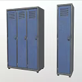 Blue Metal Wardrobe Featuring Three Door And Single Door Design With Vents And Locks