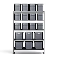 Black Metal Storage Shelving Unit With Multiple Layers And Storage Boxes For Organization 3d model