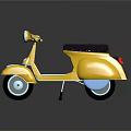 Yellow Vintage Scooter With Black Seat Round Headlight And Smooth Body Design