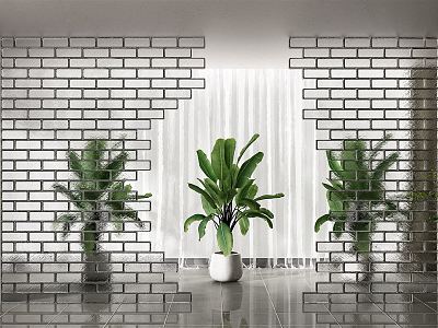 Modern glass brick screen partition 3d model