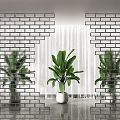 Modern glass brick screen partition 3d model