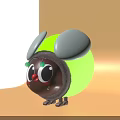 Cute Inflatable Brown Character With Green Round Body White Ears And Big Eyes