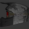 Modern Tactical Helmet With Red Goggles And Metallic Protective Shell Design 3d model