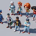 Diverse Collection of Cartoon Characters with Various Outfits and Poses