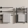 Stylish Black Bathroom Accessories Including Towel Bars Rack Towels Toiletries And Aromatic Sticks