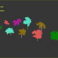 Green Plants of Various Sizes and Shapes Against Gray Gradient Background