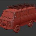 Vintage Green Van With Roof Rack And Muddy Exterior White Wheels