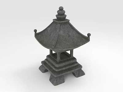 Traditional Stone Pavilion Furniture with Multi tiered Structure and Umbrella Shaped Roof for Garden Decoration 3d model