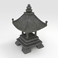 Traditional Stone Pavilion Furniture with Multi tiered Structure and Umbrella Shaped Roof for Garden Decoration