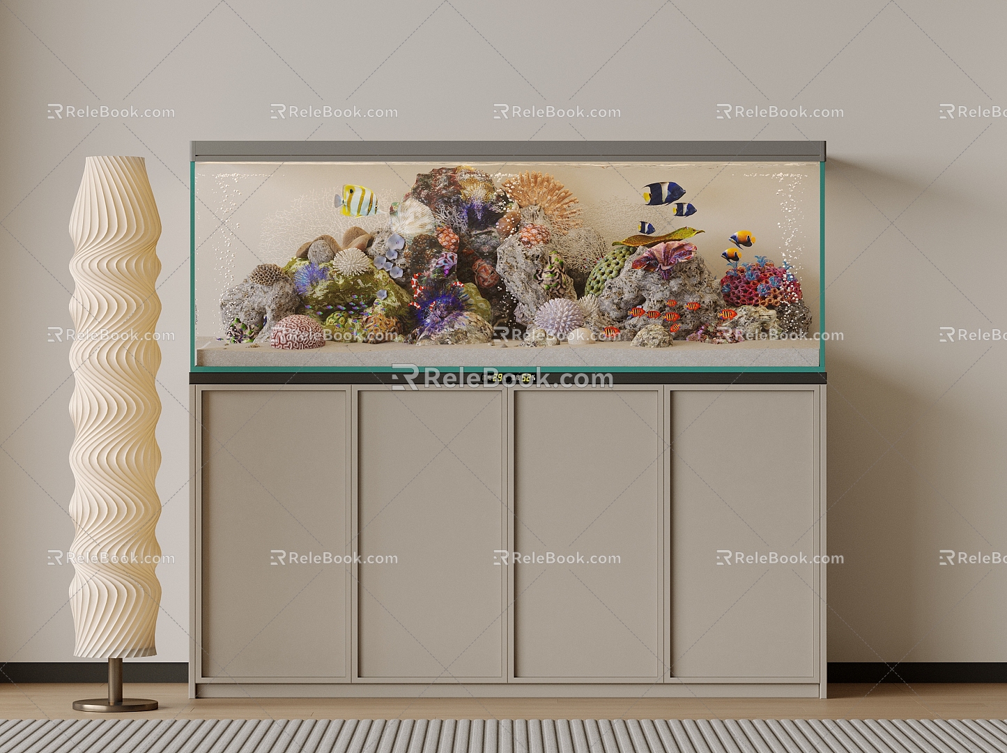 Fish Tank Aquarium Fish Tank Cabinet Ornamental Fish Tank Water Grass Tropical Fish Ecological Fish Tank 3d model