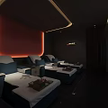 Luxurious SPA Sauna Space With Comfortable Loungers Green Accent Wall And Side Tables