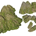 Garden Landscape Design With Natural Moss Covered Rock Formations And Scenic Stones