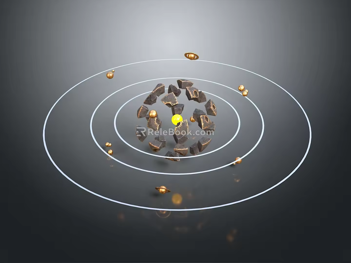 Sun Moon Solar System Saturn Jupiter Mars Earth Pluto Neptune Venus celestial body 3d model