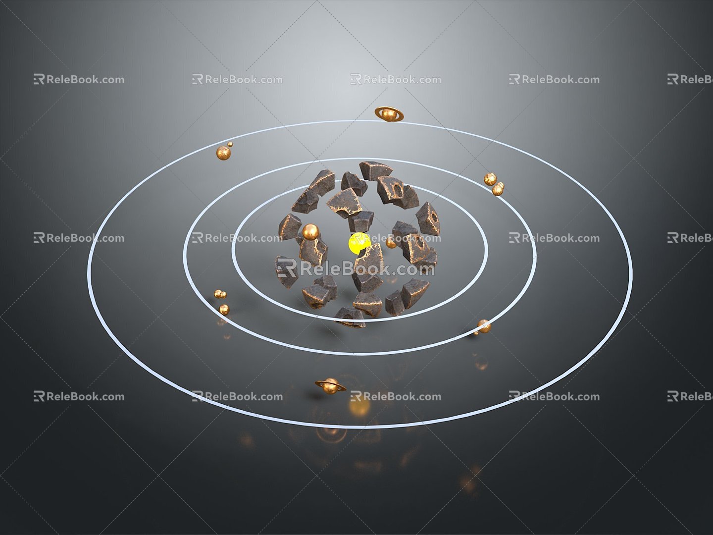 Sun Moon Solar System Saturn Jupiter Mars Earth Pluto Neptune Venus celestial body 3d model