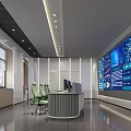 Modern Control Room Interior With Large Display Screens Control Console And Office Chairs 3d model