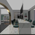 Modern Open Public Office Space With Colorful Circular Floor Mats And Green Decorative Elements