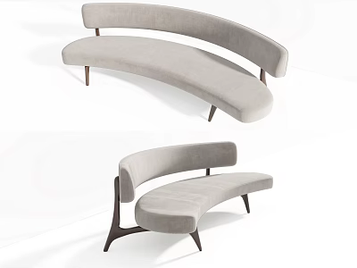Modern Sectional Sofa Design With Curved Silhouette Wooden Legs And Soft Fabric Upholstery 3d model