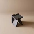 Modern Minimalist Dark Stool with Geometric Design Elements on Beige Background 3d model